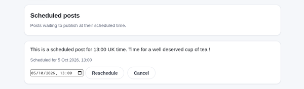 LittleFedi scheduled post UI